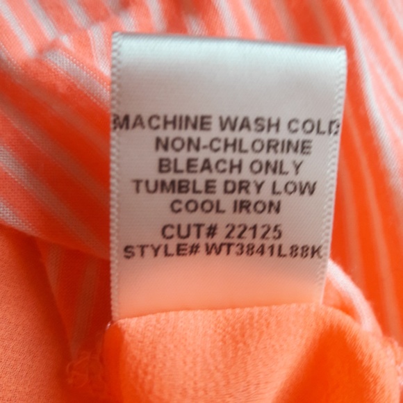 Willow Clay Striped Shirt Neon Orange Sheer Contrasting Back USA M - Picture 8 of 8